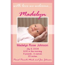 Newborn Baby Birth Announcement 2 (pink)