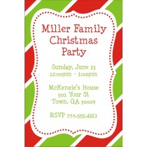 Christmas Stripes Party Invitation