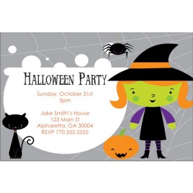 Cute Lil Witch Halloween Party Invitation