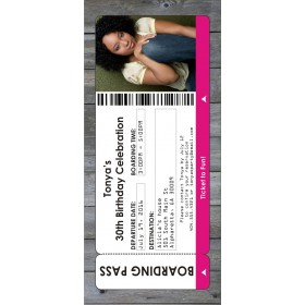 Photo Boarding Pass Party Invitation - Select Color
