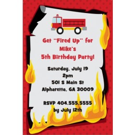 Fired Up Fire Truck Firefighter Invitation
