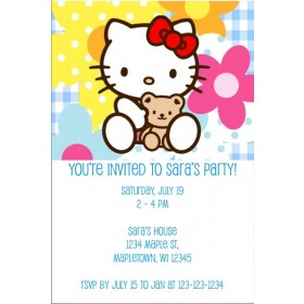 Hello Kitty Invitations -  Hello Kitty with teddy bear