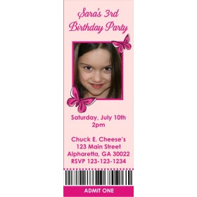 Butterfly Photo Ticket Style Invitations (slim style)