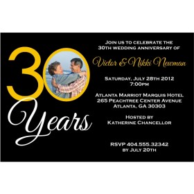 30 Years 30th Wedding Anniversary Photo Invitation