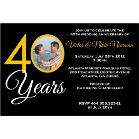 40 Years 40th Wedding Anniversary Photo Invitation